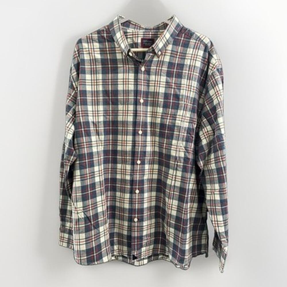 Untuckit Shirt Mens Size XXXL Soft Cotton Red White Blue Long Sleeve NWOT's